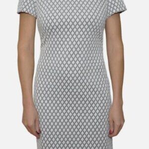 Calvin Klein Black & White Diamond Quilted Sheath Dress